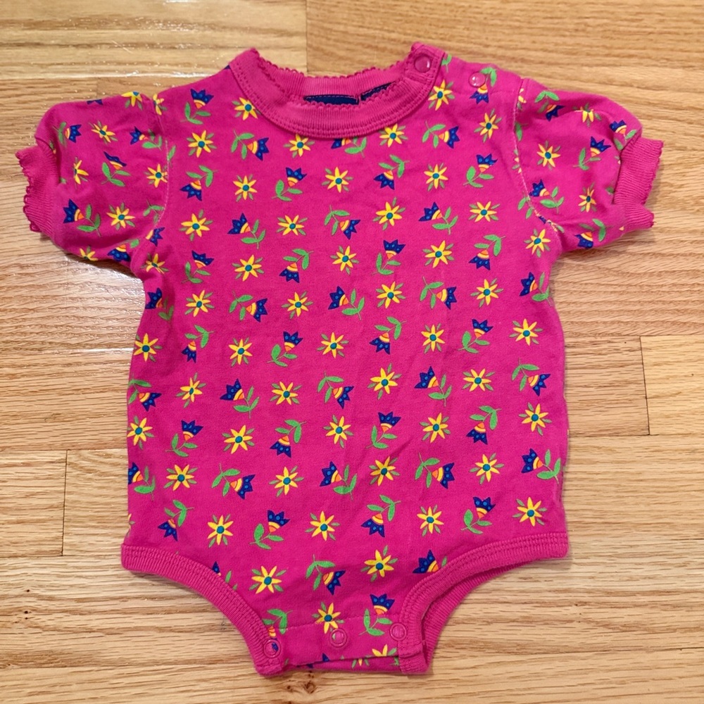 Y2K Pink Floral Baby Onesie
